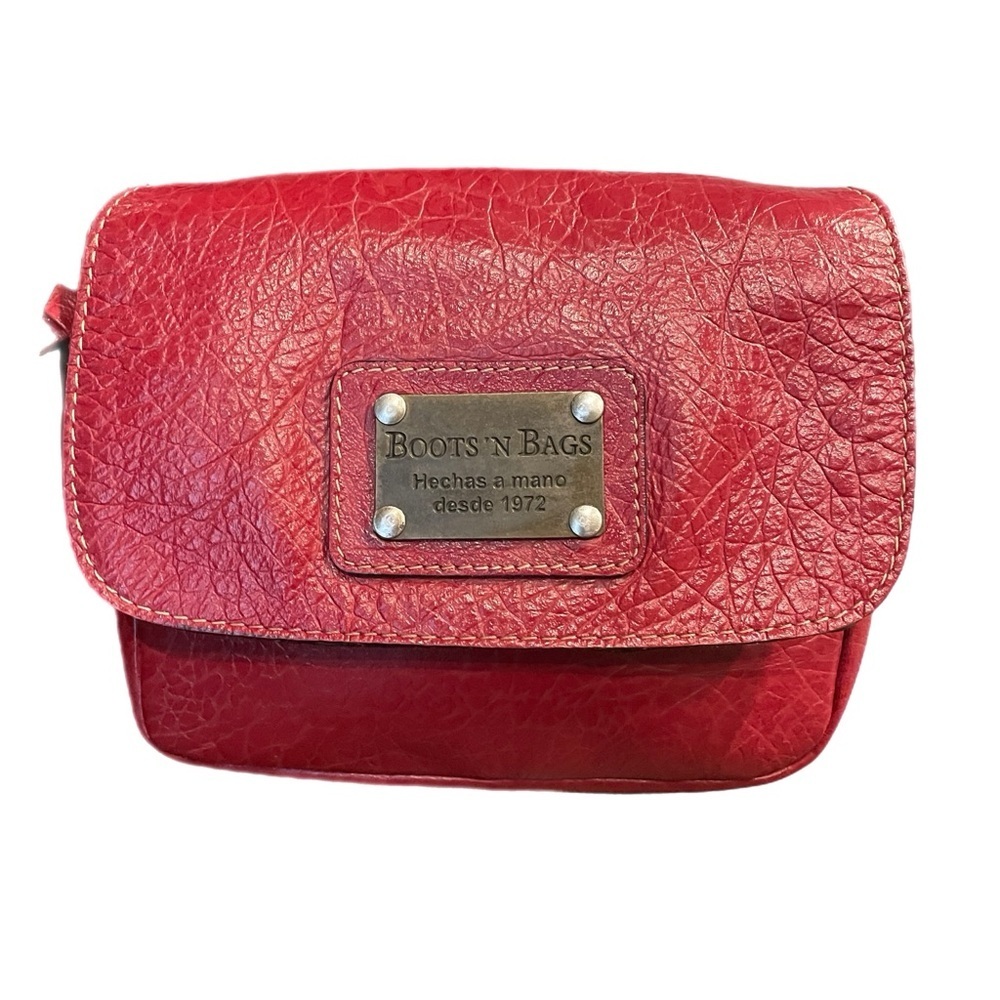 Boots n Bags red leather crossbody zip top, handmade in Mexico B10